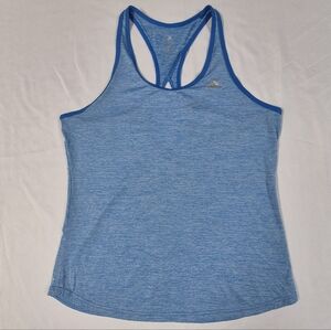 Women's Large Blue Heathered Climalite Adidas Tank Top Racer Back Dri-fit
